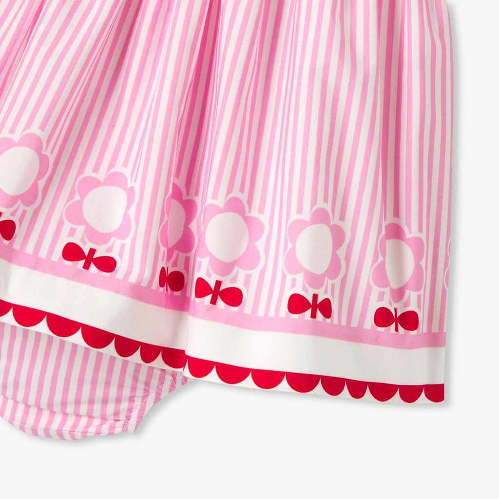 Baby girl sleeveless poplin dress - Pink/Multicolour