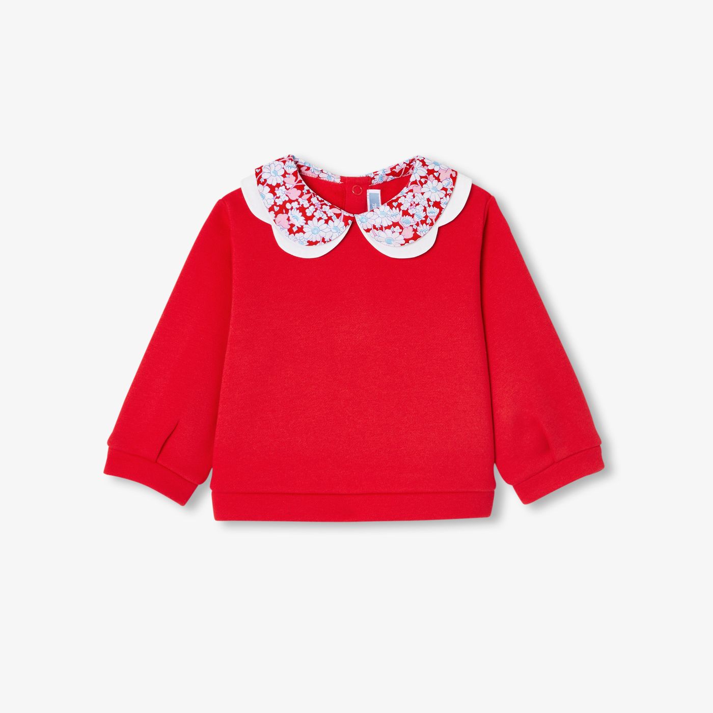Baby girl sweatshirt with Liberty fabric collar - Jacadi Red