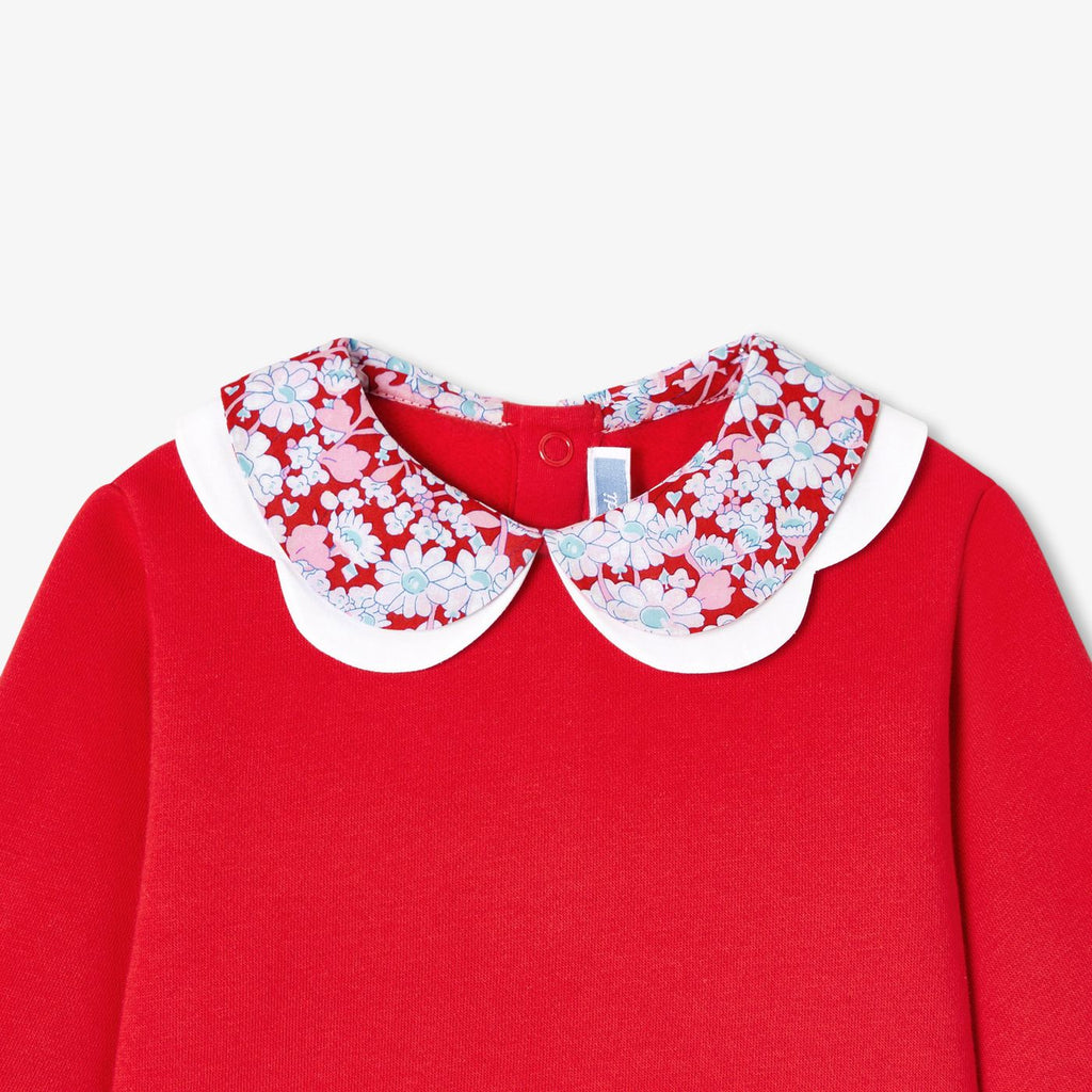 Baby girl sweatshirt with Liberty fabric collar - Jacadi Red