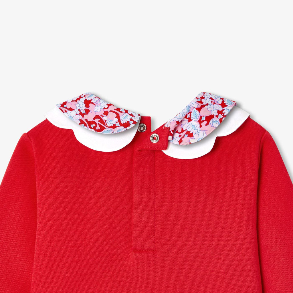 Baby girl sweatshirt with Liberty fabric collar - Jacadi Red