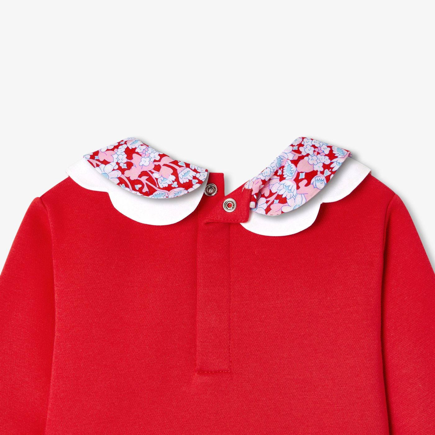 Baby girl sweatshirt with Liberty fabric collar - Jacadi Red