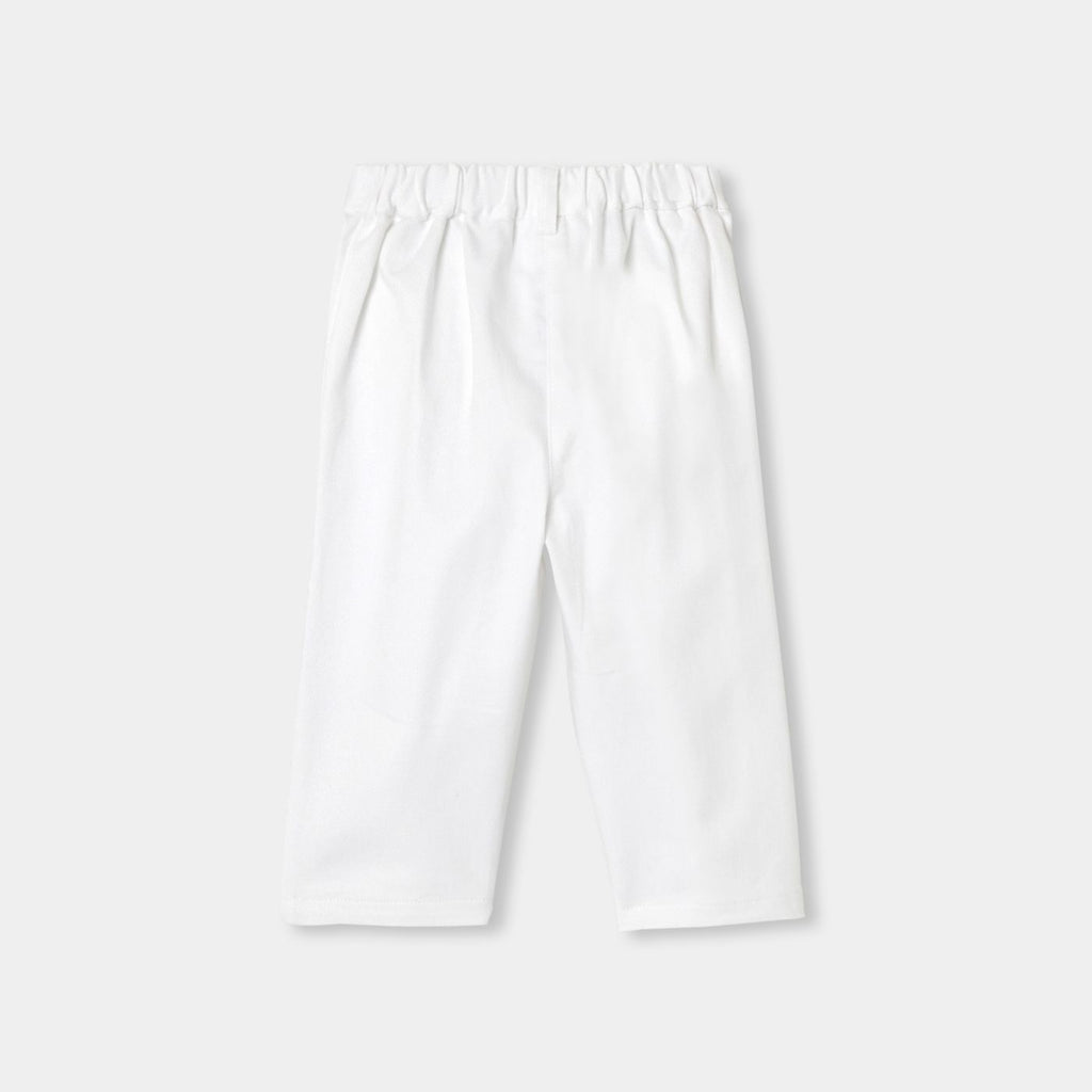 Baby girl cotton twill trousers - White