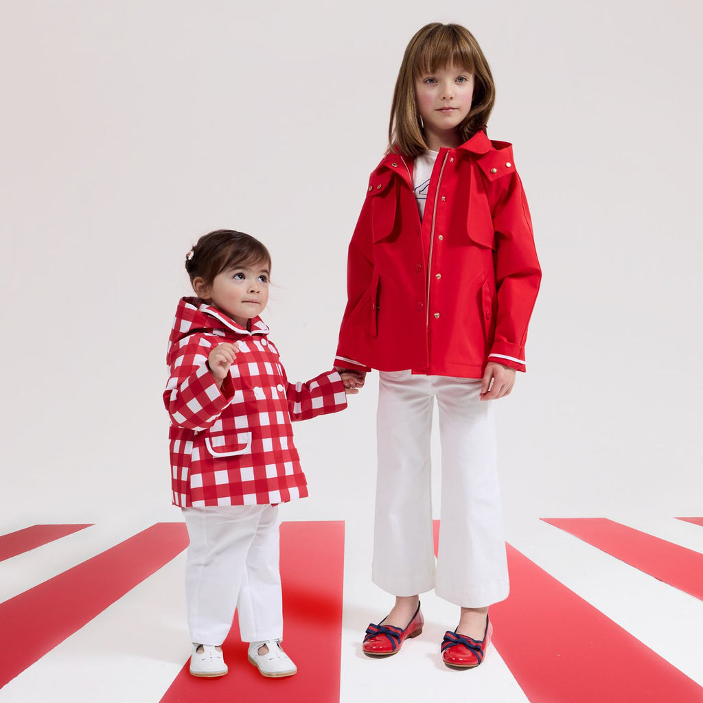 Soprdress a Quadrettini Baby Girl - White/Red