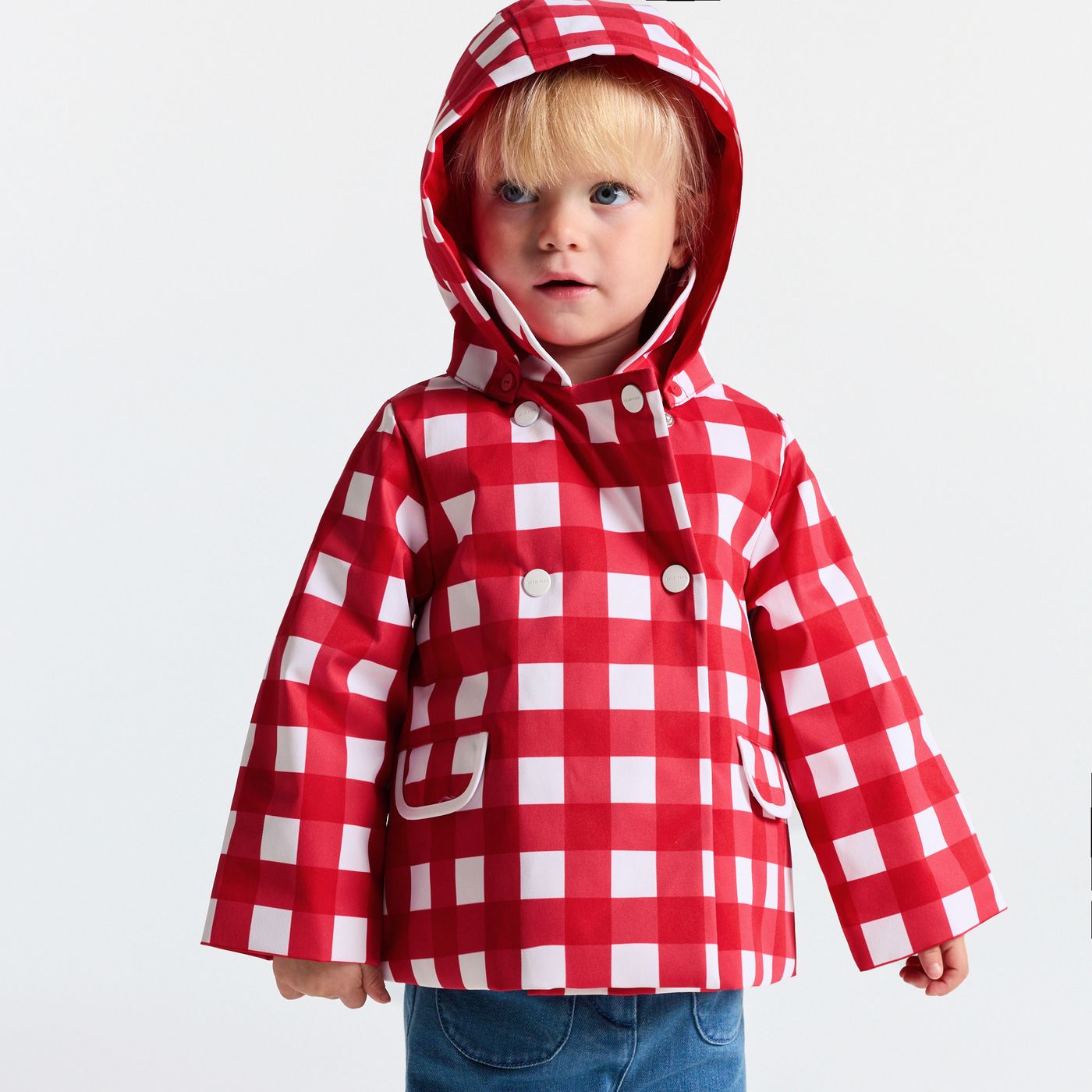 Soprdress a Quadrettini Baby Girl - White/Red