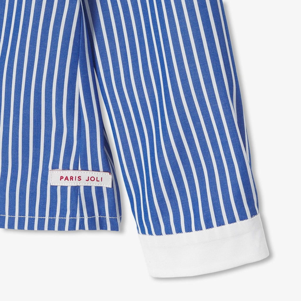 Shirt Striped in Popeline Girl - Blue/White