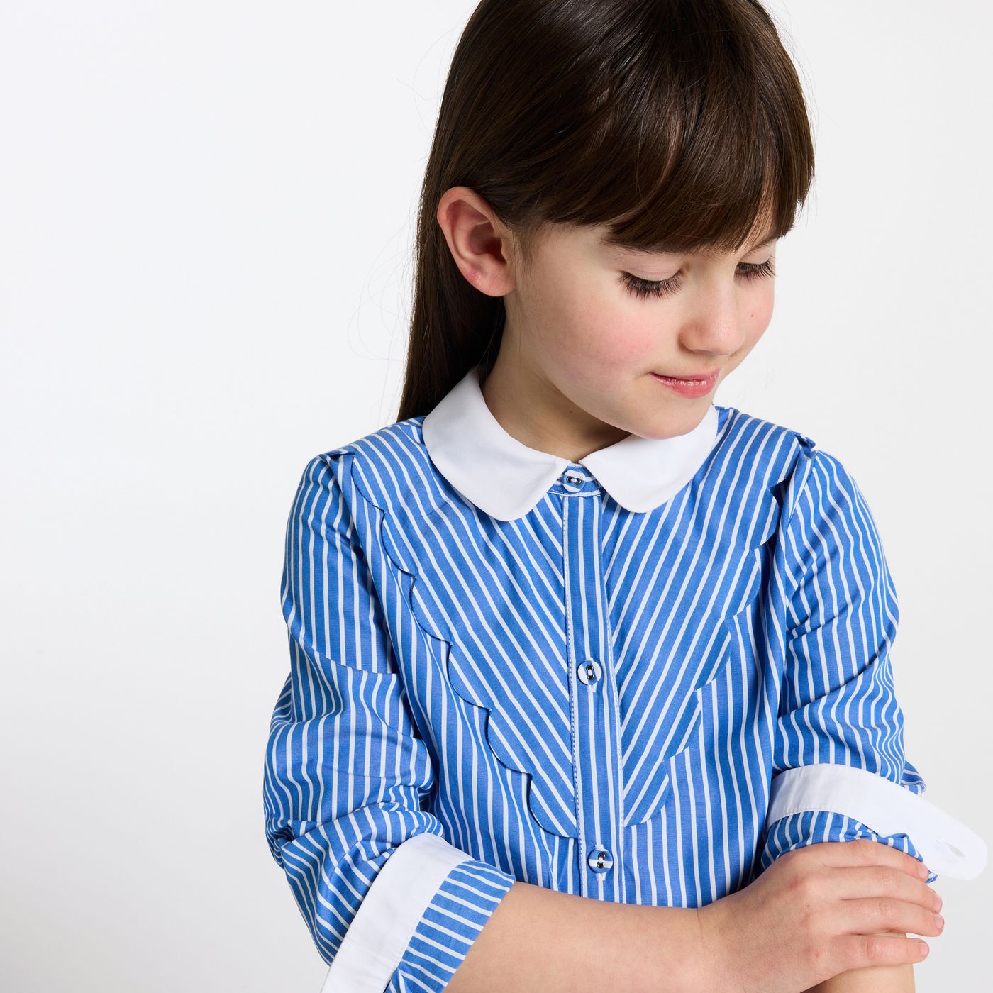 Shirt Striped in Popeline Girl - Blue/White