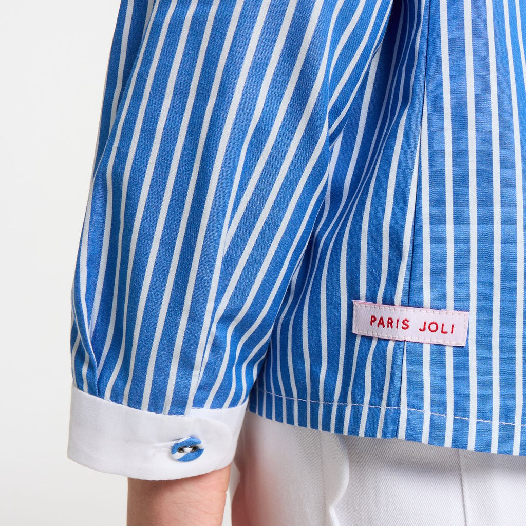 Shirt Striped in Popeline Girl - Blue/White
