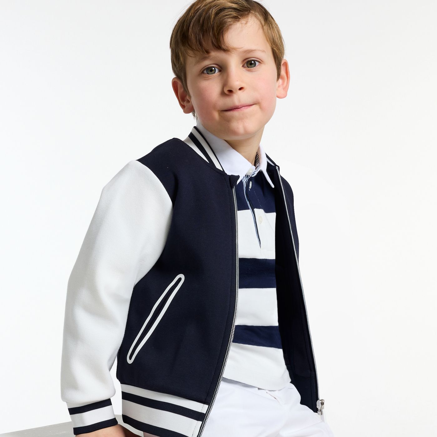 Jacket Teddy Boy - Navy Blue/Ecru