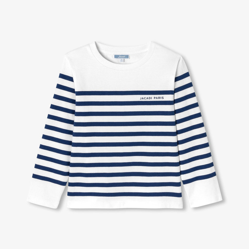 Boy cotton jersey sailor-style T-shirt - White/Light Blue