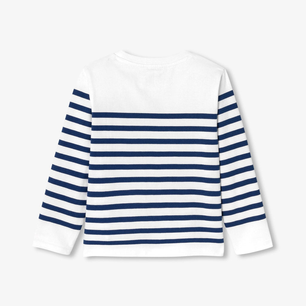 Boy cotton jersey sailor-style T-shirt - White/Light Blue