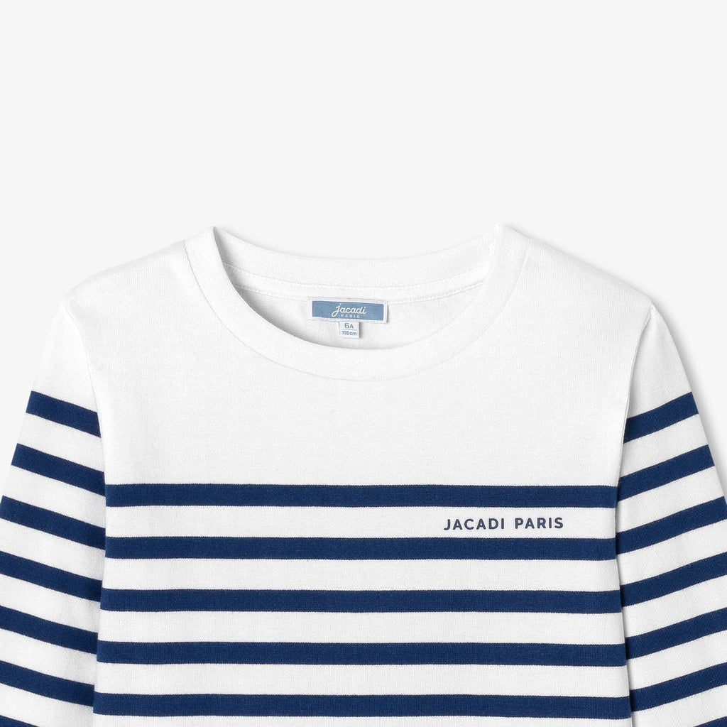 Boy cotton jersey sailor-style T-shirt - White/Light Blue