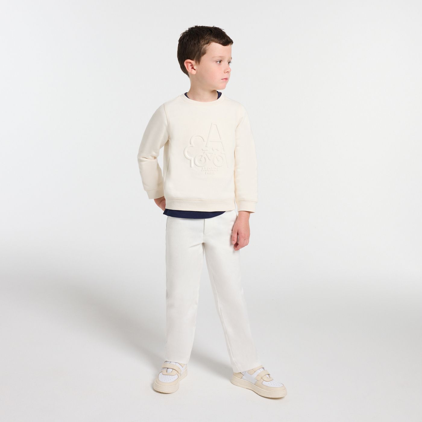 Boy straight twill trousers - Ecru
