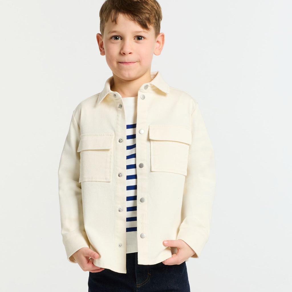 Boy cotton twill overshirt - Ecru