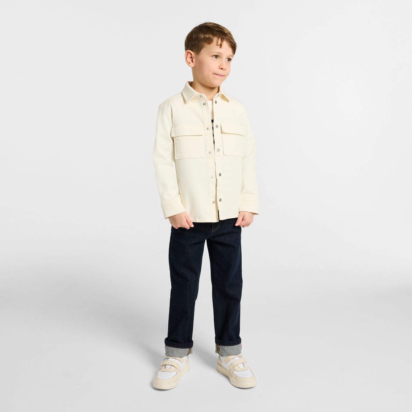 Shirt Overshirt in Sargia Di Cotton Boy - Ecru