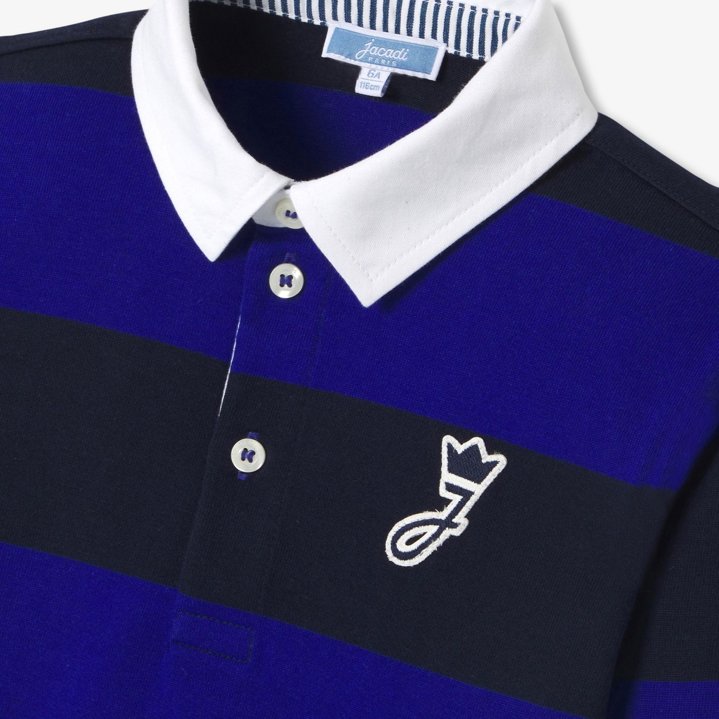 Boy long-sleeved rugby polo shirt - Navy Blue/Light Blue