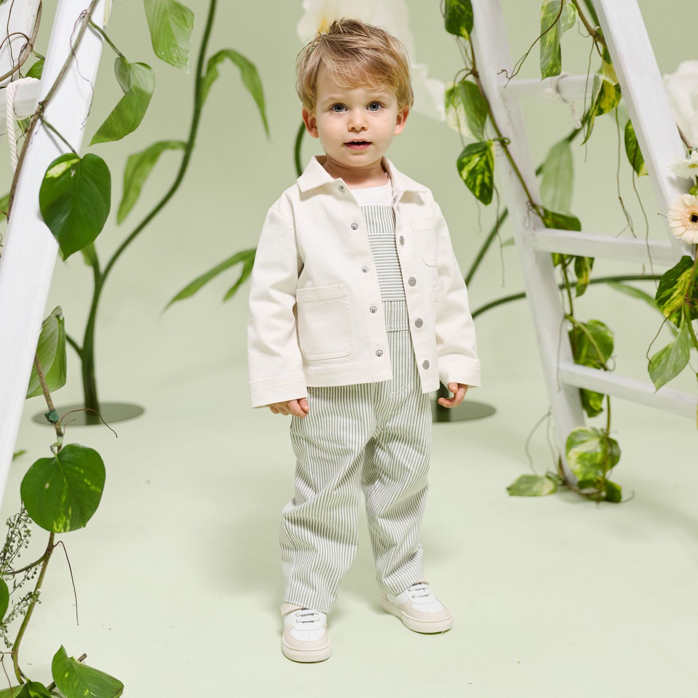 Jacket Worker in Cotton Baby Boy - Ecru