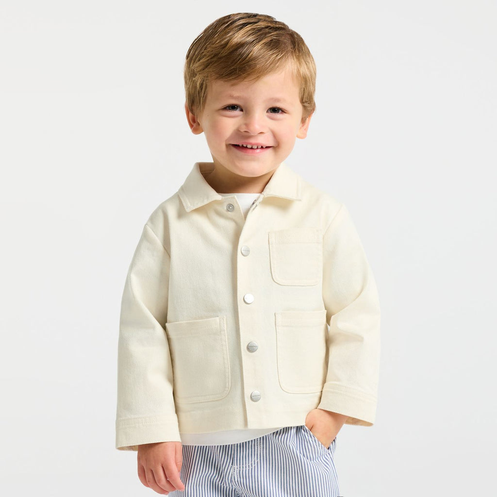 Jacket Worker in Cotton Baby Boy - Ecru