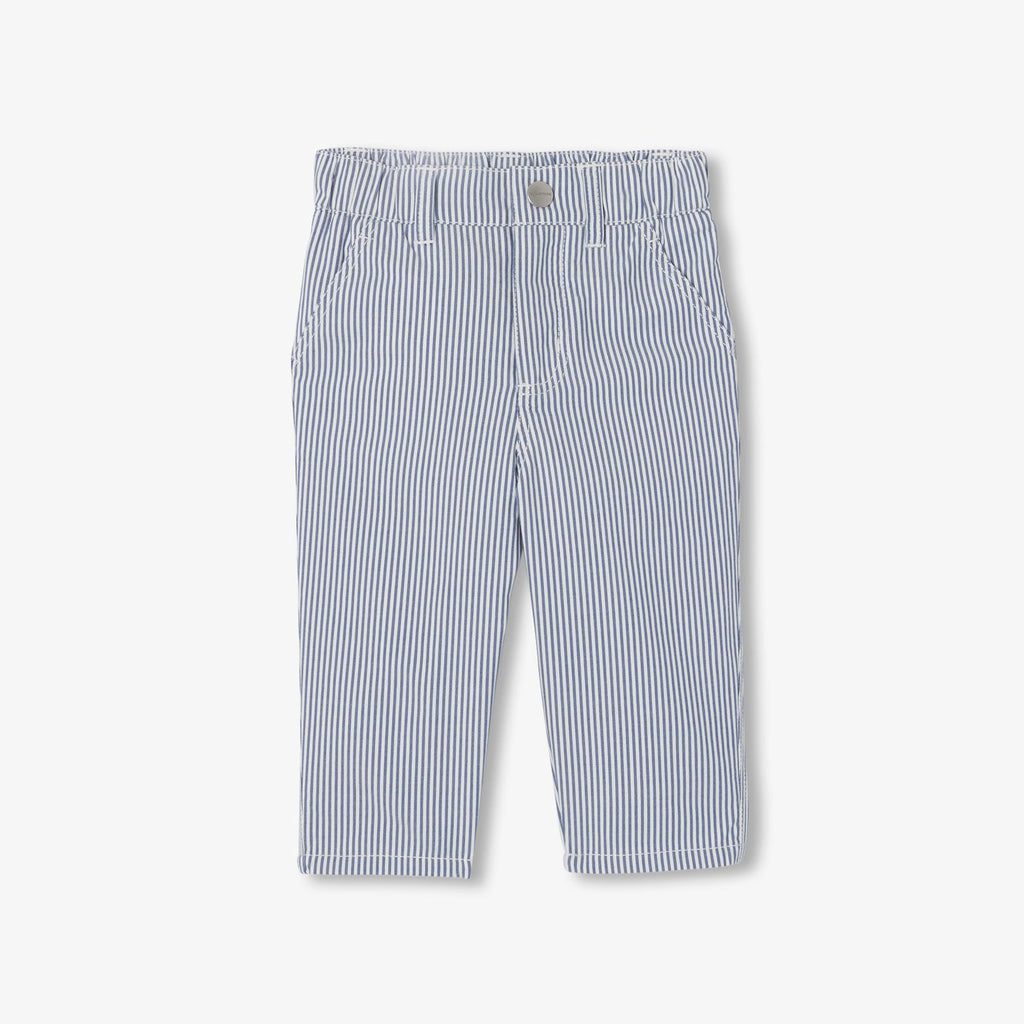 Baby boy striped twill trousers - White/Light Blue