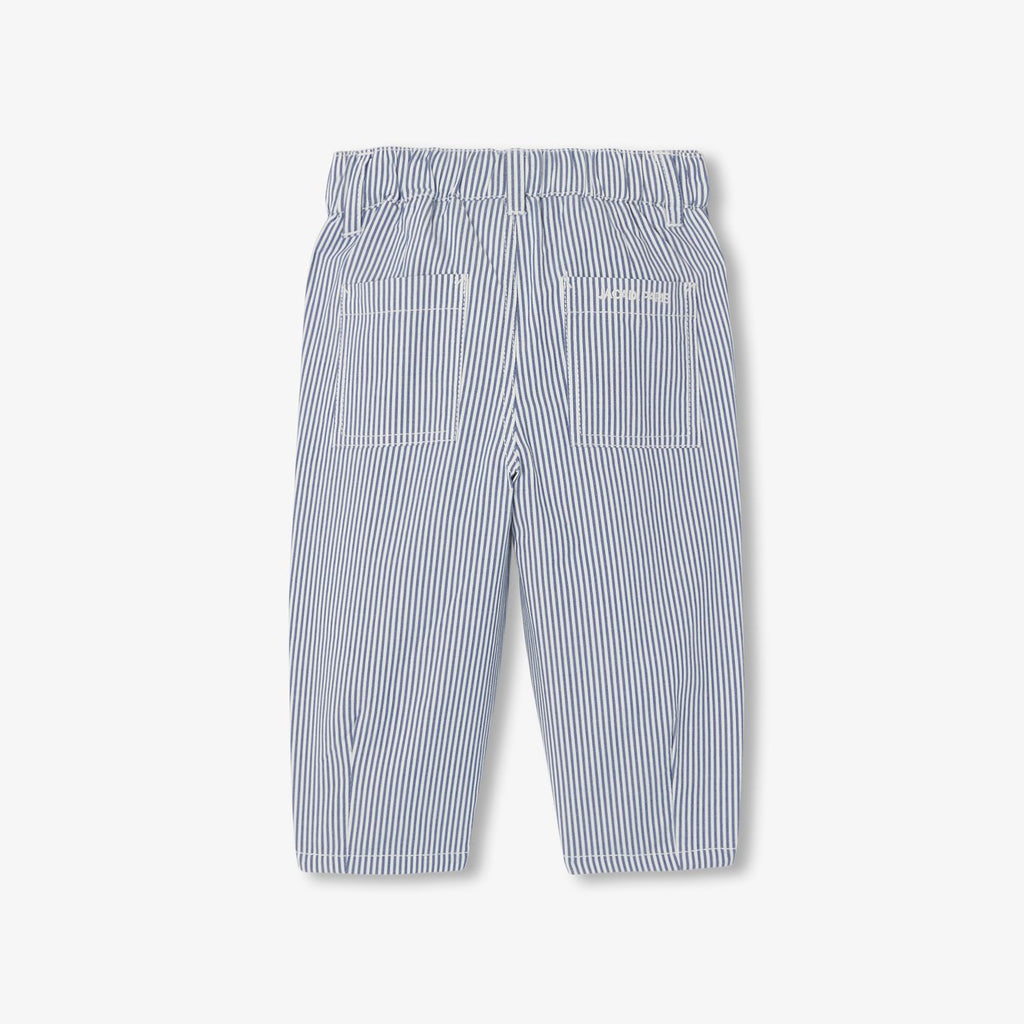 Baby boy striped twill trousers - White/Light Blue
