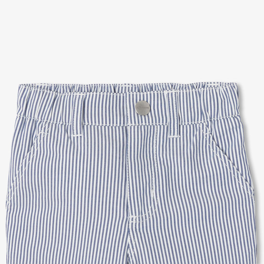 Baby boy striped twill trousers - White/Light Blue