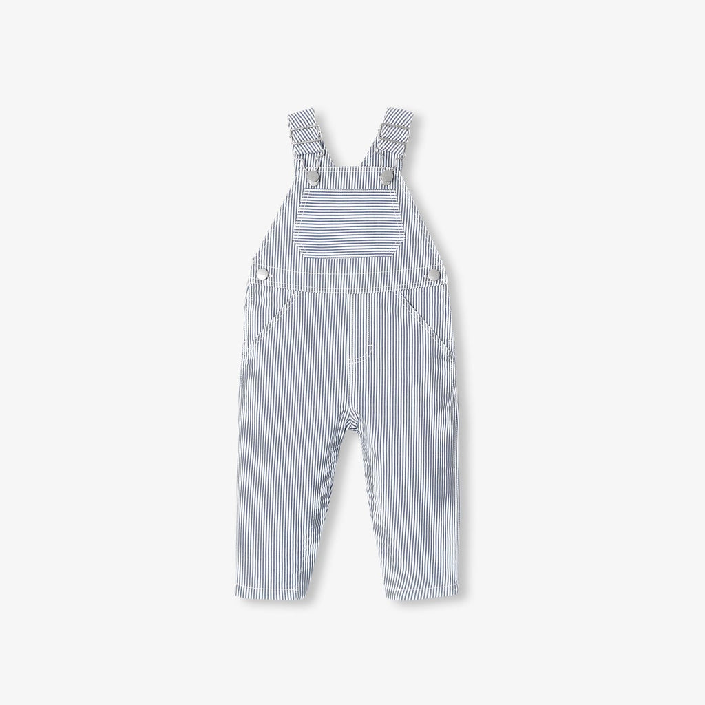 Baby boy striped twill dungarees - White/Light Blue