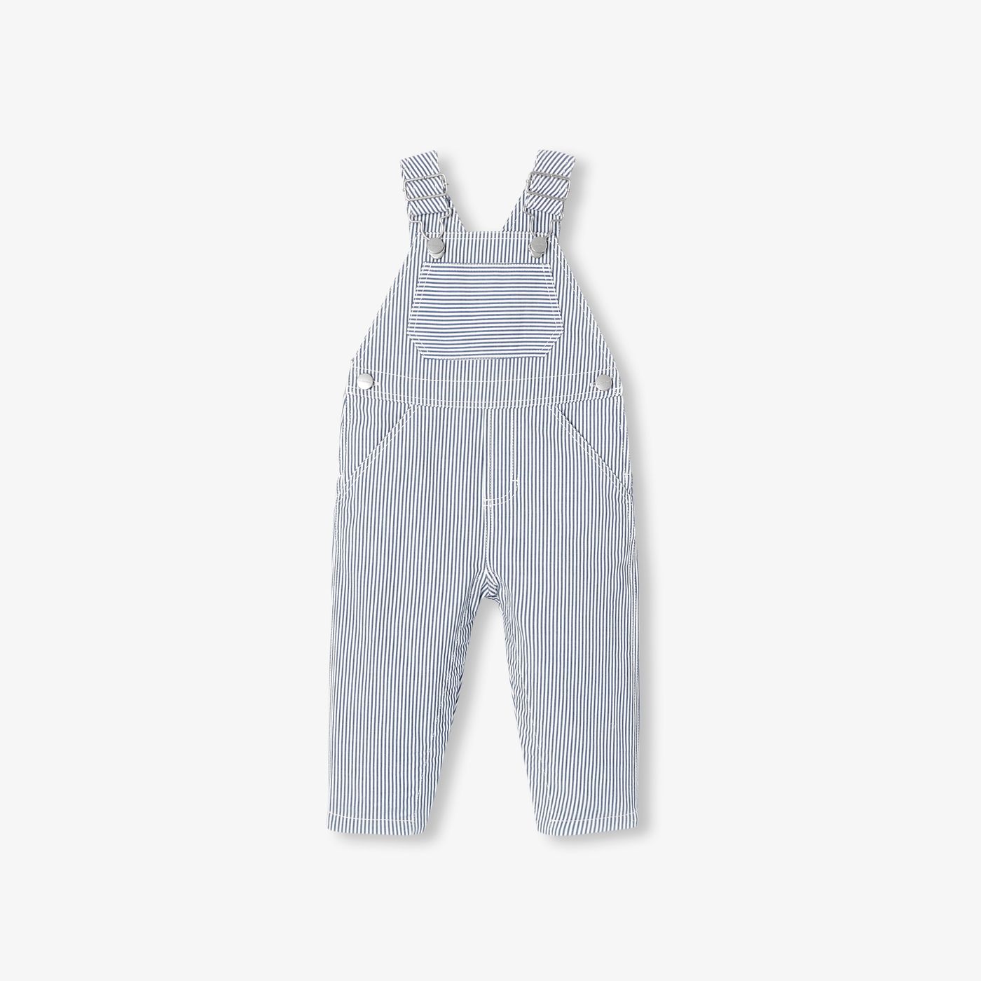 Baby boy striped twill dungarees - White/Light Blue