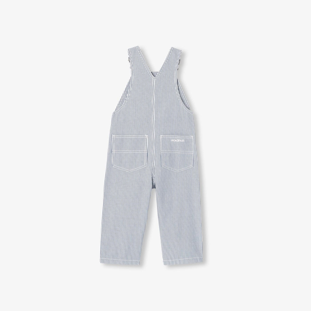 Baby boy striped twill dungarees - White/Light Blue