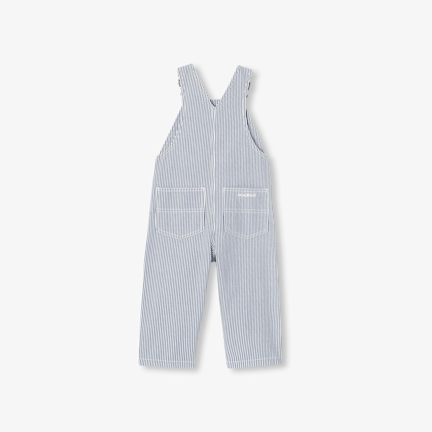 Baby boy striped twill dungarees - White/Light Blue