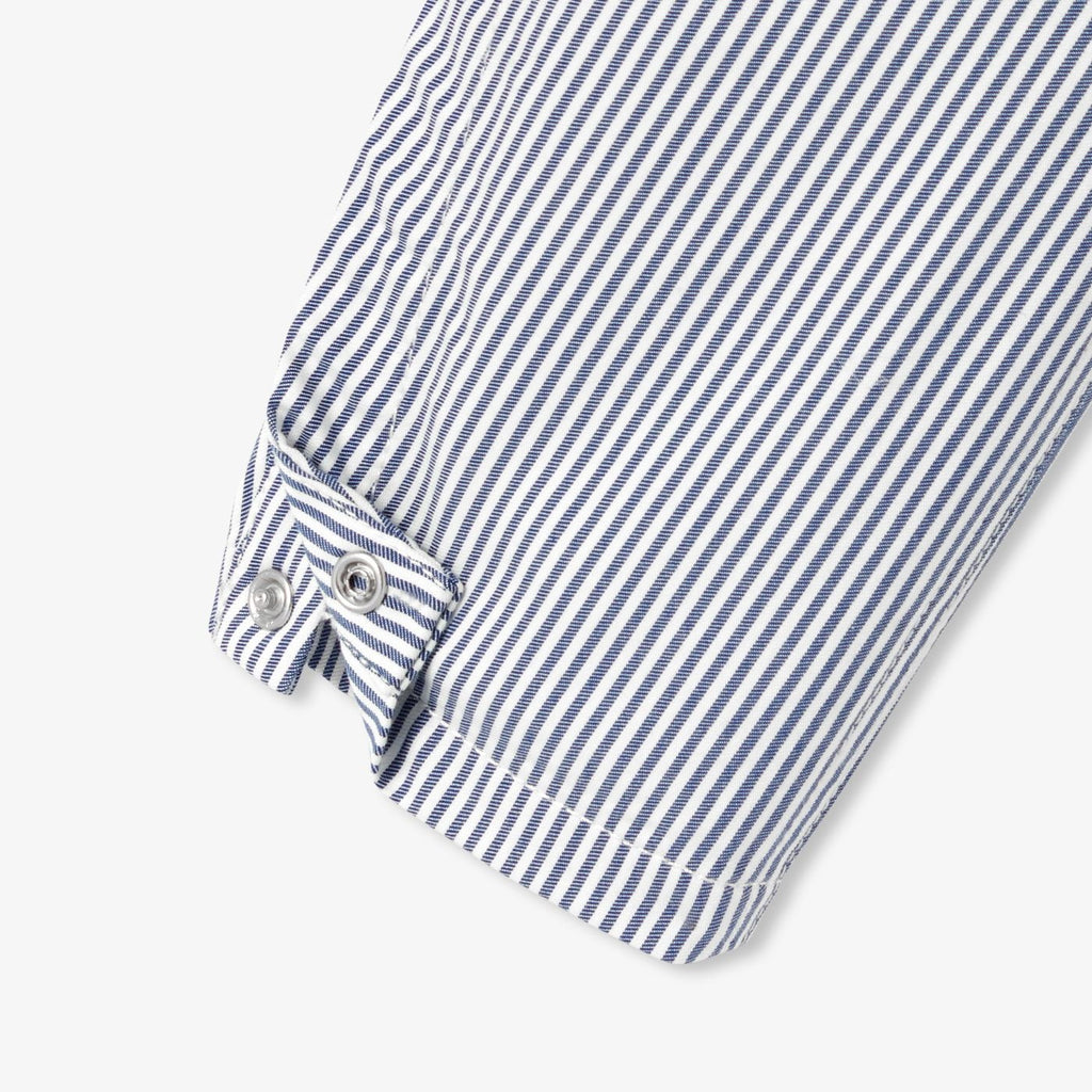 Baby boy striped twill dungarees - White/Light Blue