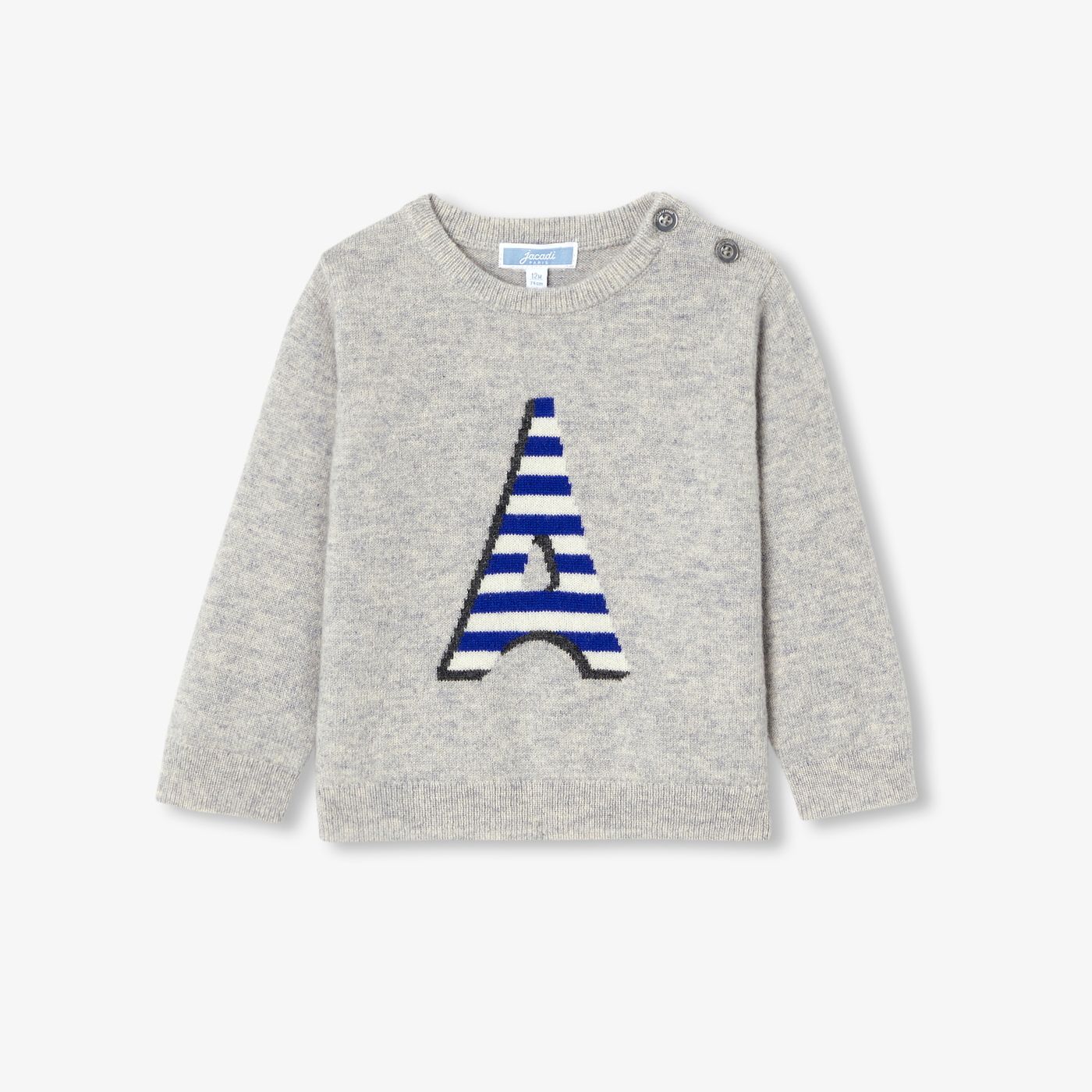 Jumper 100% Cashmere Baby Boy - Grigio Melange Chiaro Jacadi