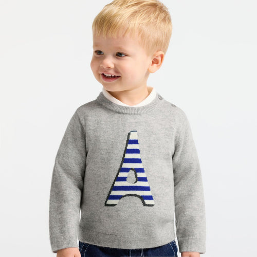 Jumper 100% Cashmere Baby Boy - Grigio Melange Chiaro Jacadi