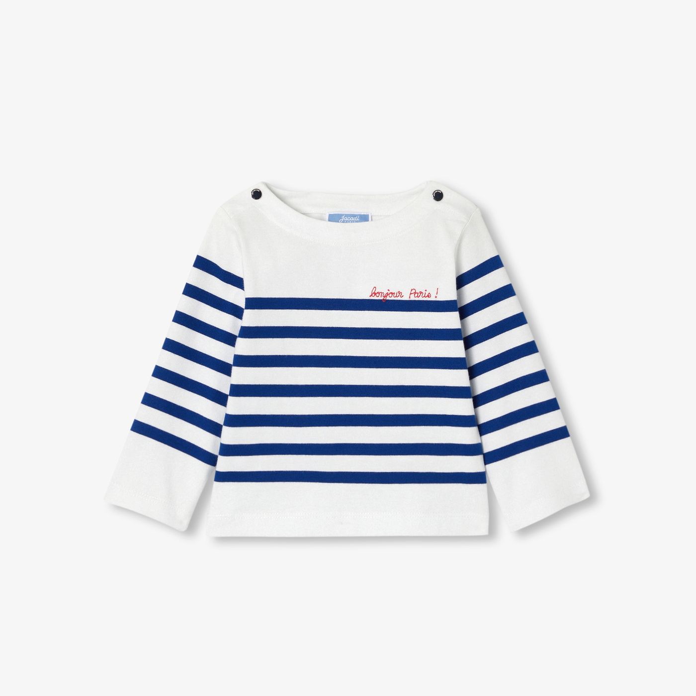 Baby boy cotton sailor-style T-shirt - White/Light Blue
