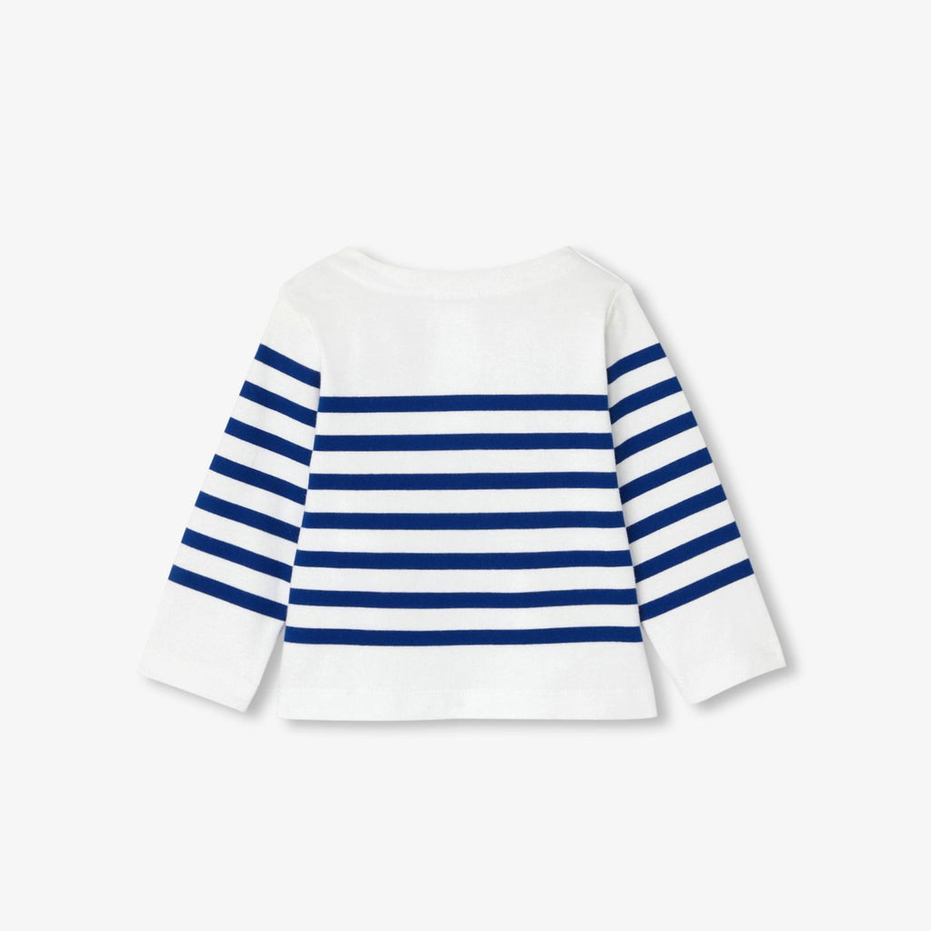 Baby boy cotton sailor-style T-shirt - White/Light Blue