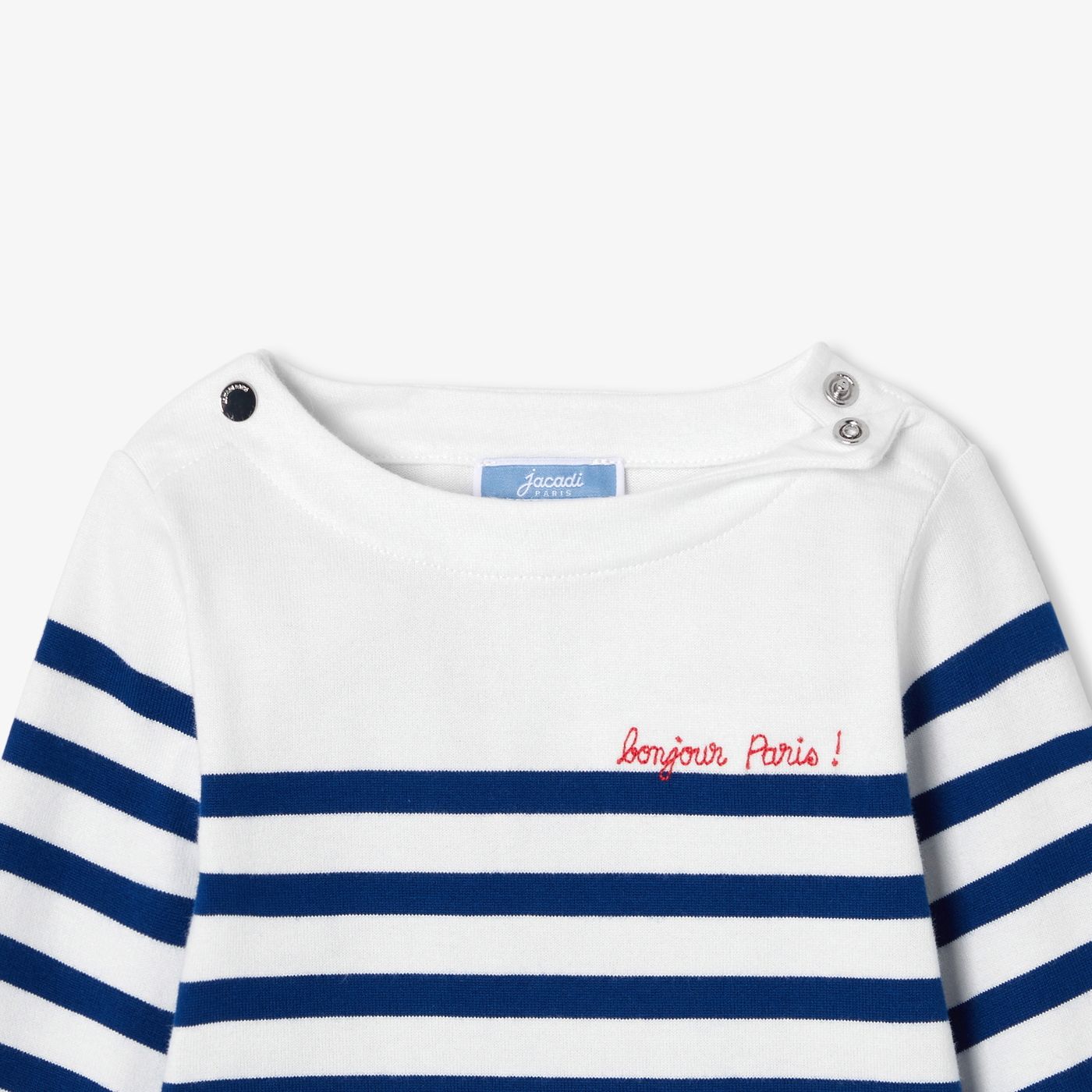 Baby boy cotton sailor-style T-shirt - White/Light Blue