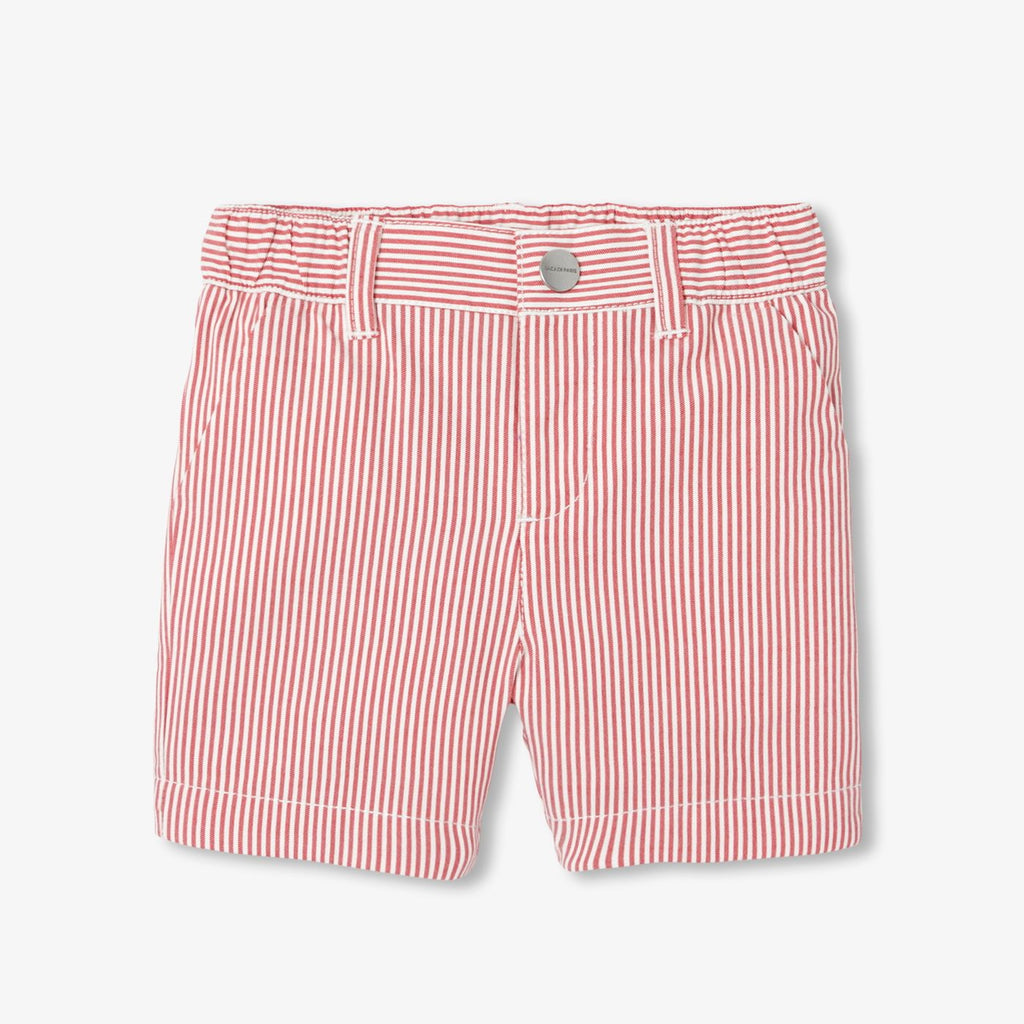 Baby boy striped twill shorts - White/Red