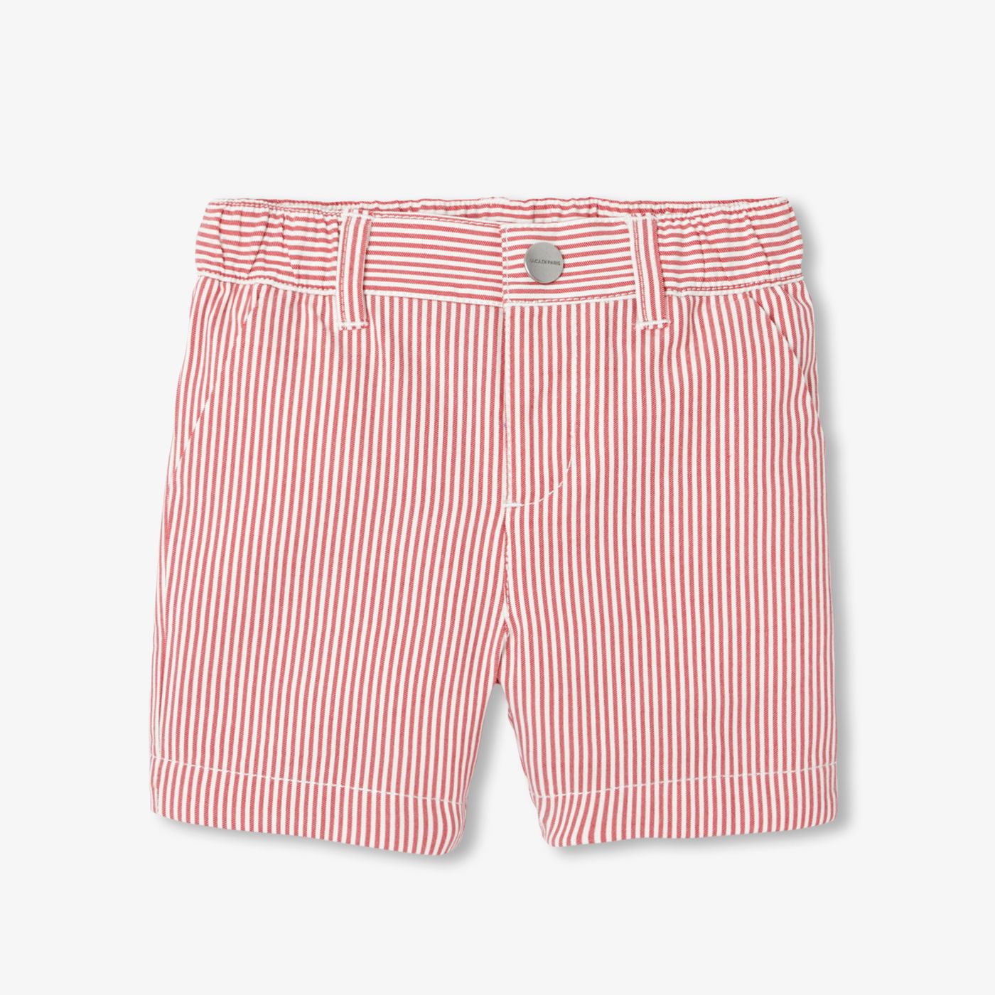 Baby boy striped twill shorts - White/Red