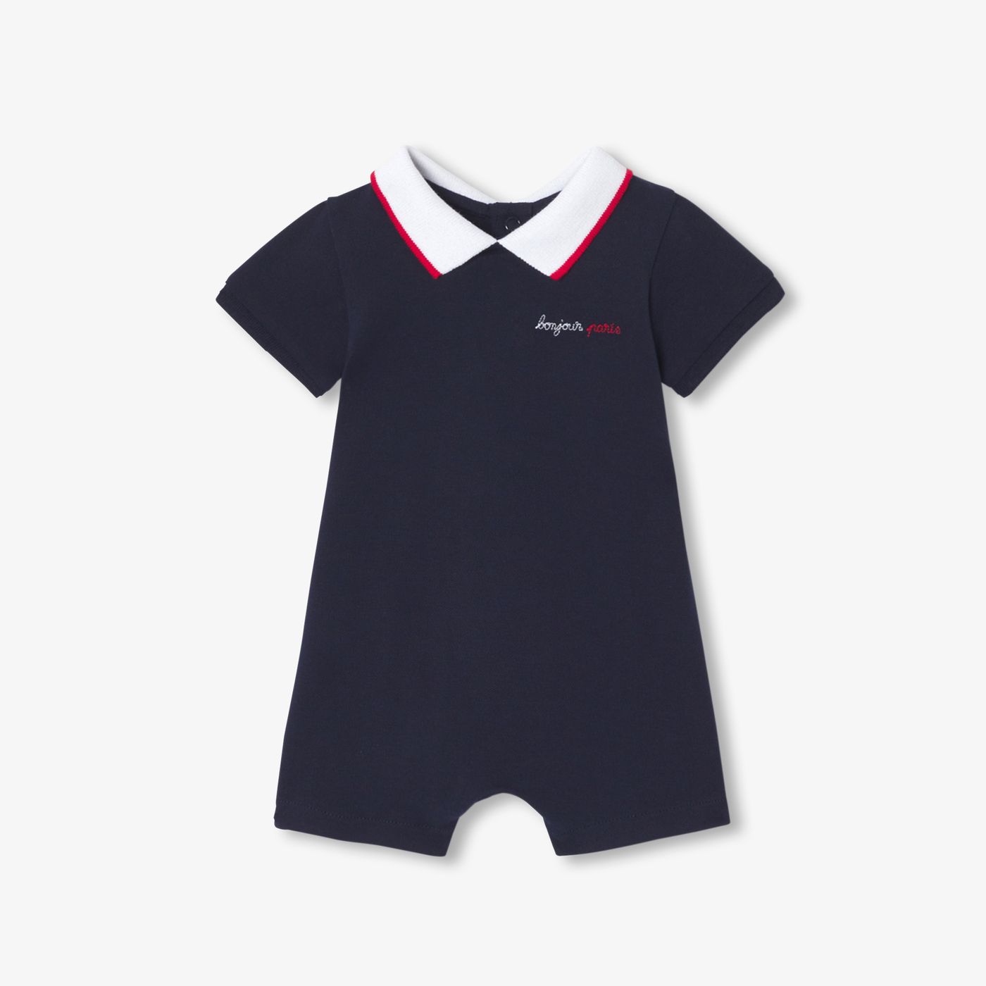 Baby boy polo-style sleepsuit - Ink Blue
