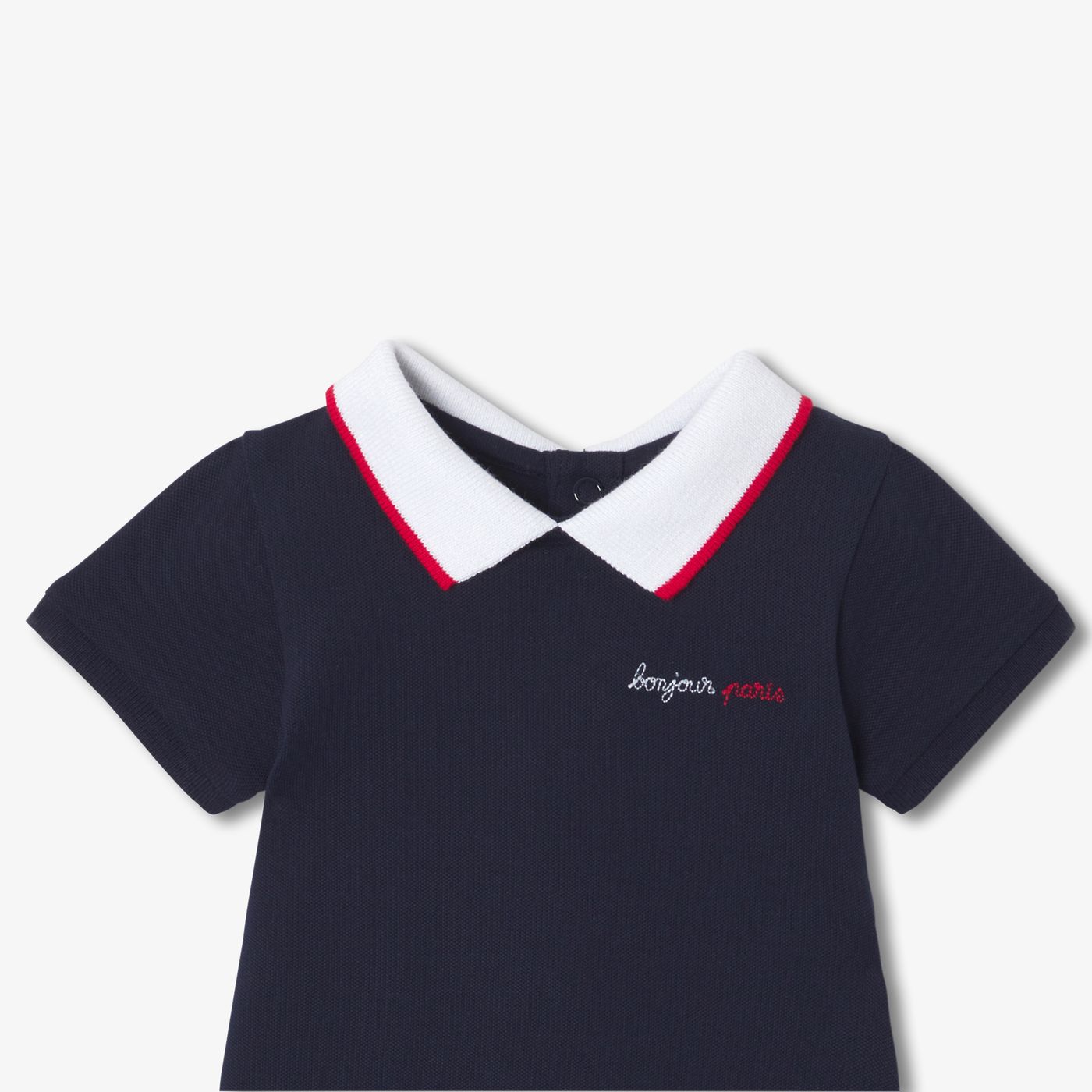Baby boy polo-style sleepsuit - Ink Blue