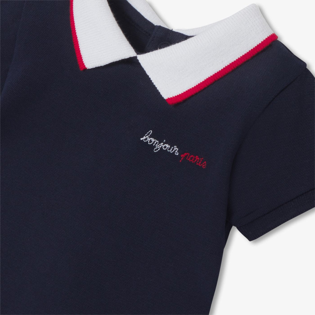 Baby boy polo-style sleepsuit - Ink Blue