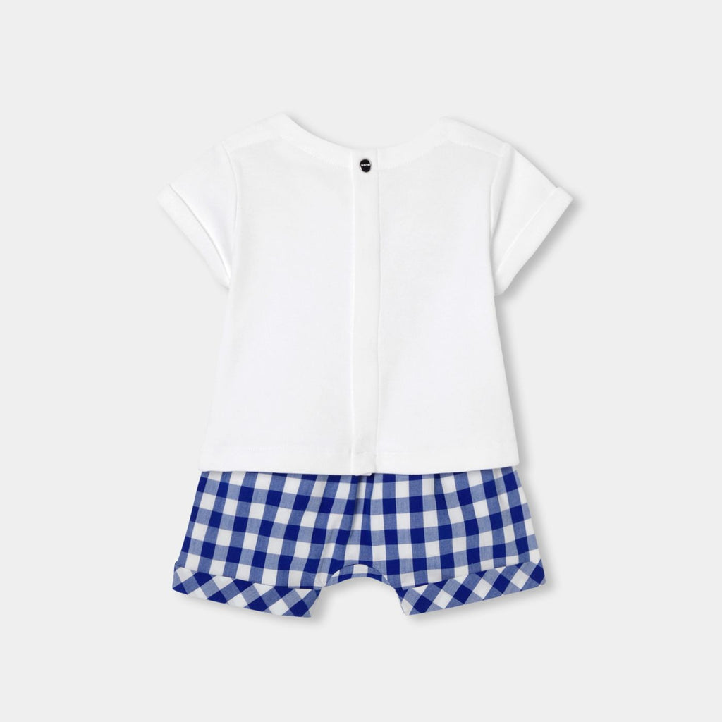 Baby boy cotton outfit set - White/Light Blue