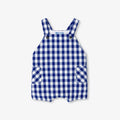 Baby boy gingham short dungarees - White/Light Blue