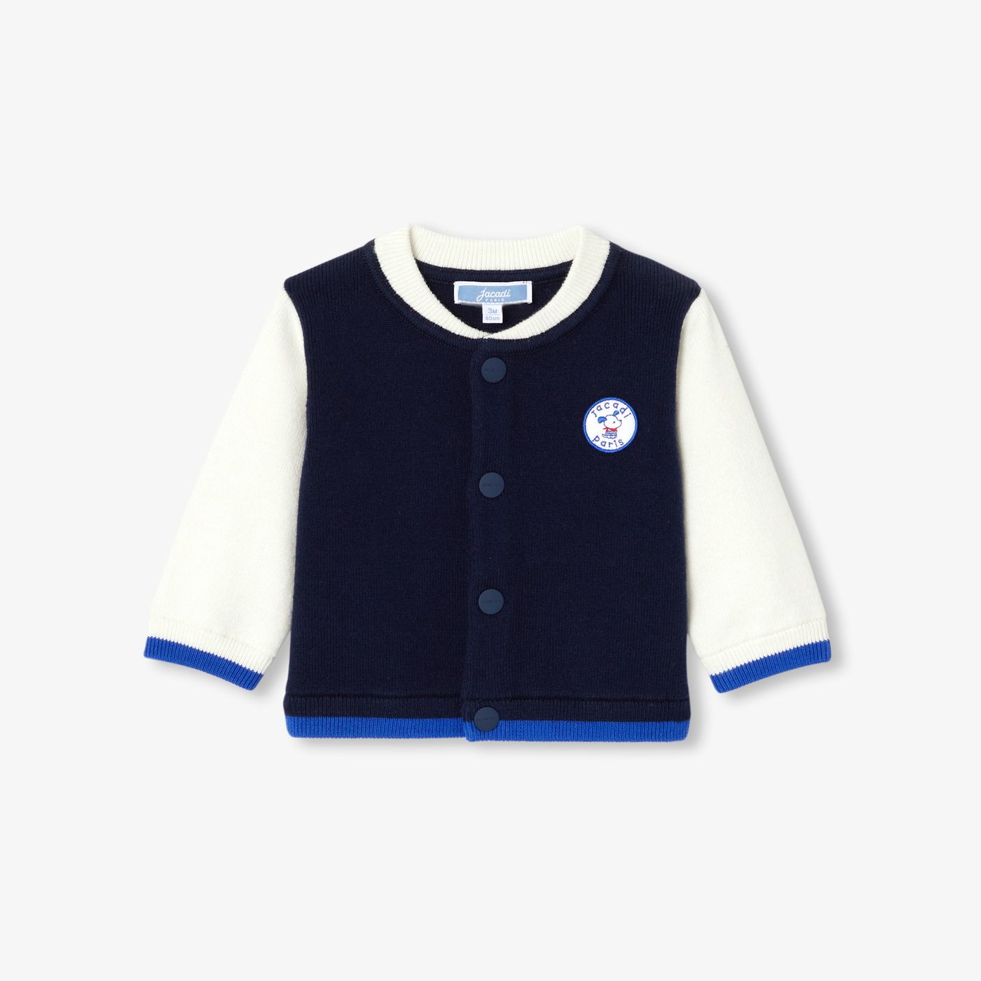 Baby boy teddy-style cardigan - Navy Blue/White