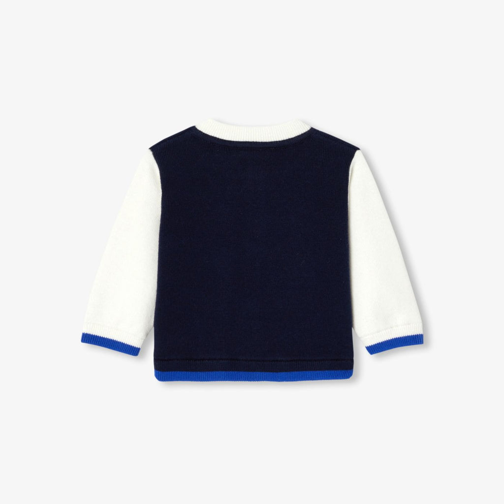 Cardigan Stile Teddy Baby Boy - Navy Blue/White