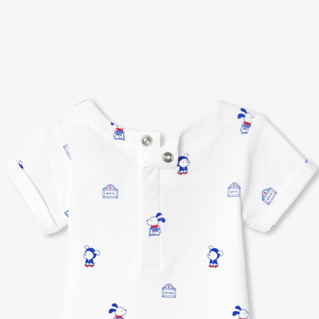 Baby boy cotton interlock bodysuit - White/Multicolour