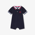 Baby boy polo-style short romper - Ink Blue