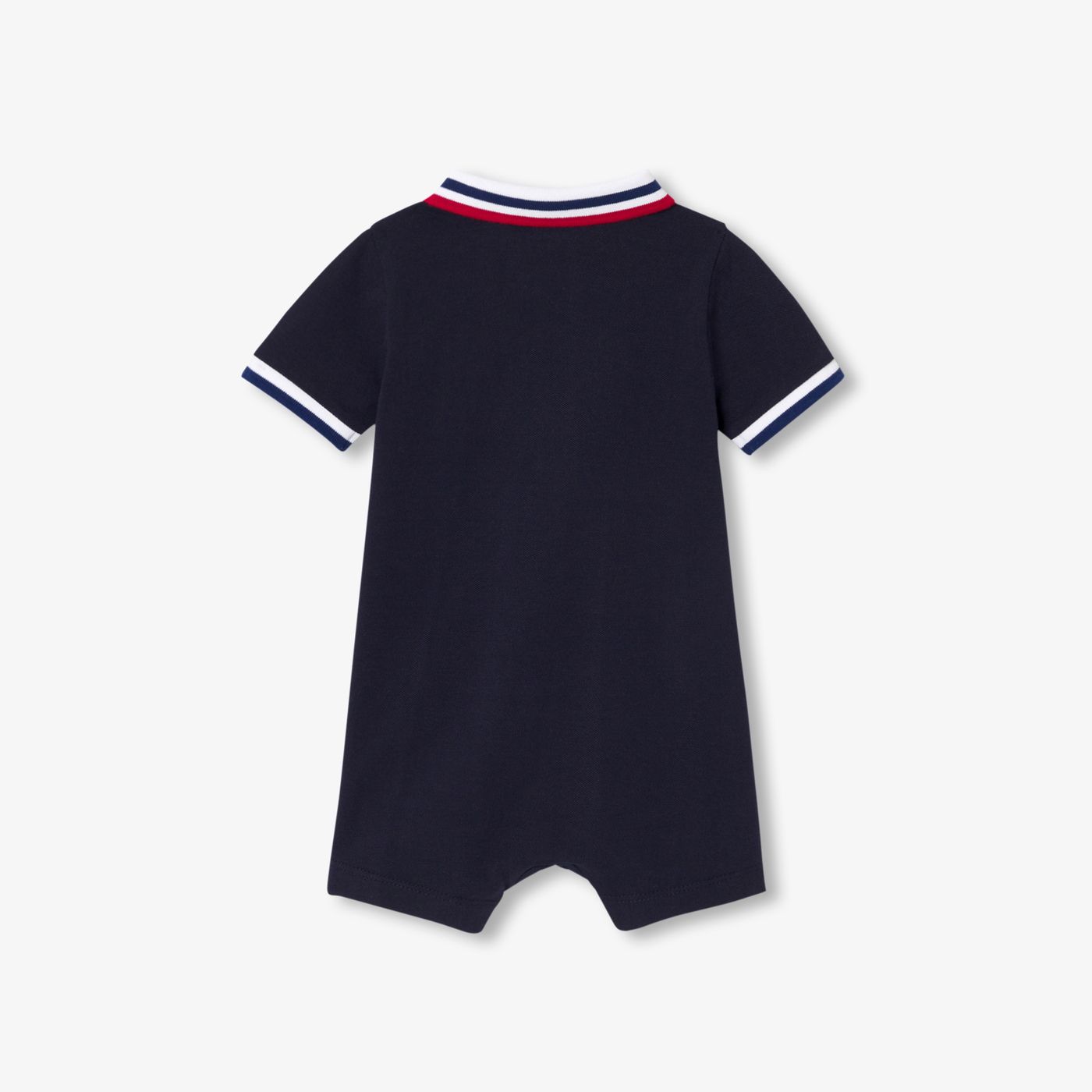 Baby boy polo-style short romper - Ink Blue