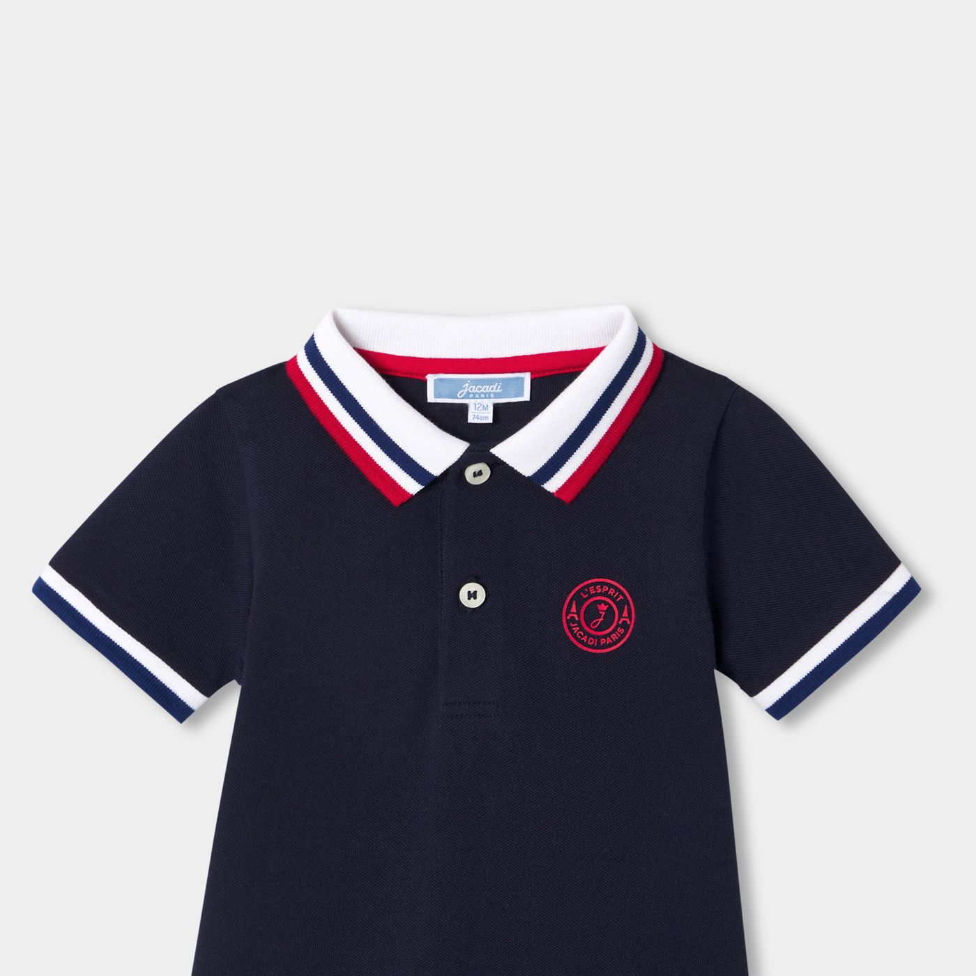 Baby boy polo-style short romper - Ink Blue