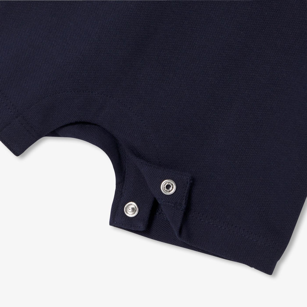 Baby boy polo-style short romper - Ink Blue