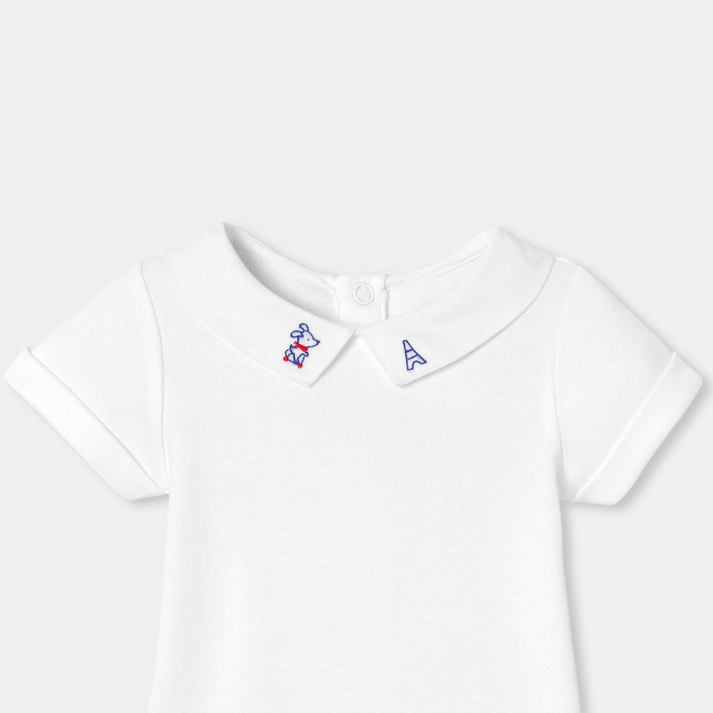 Baby boy short-sleeved cotton bodysuit - Jacadi White