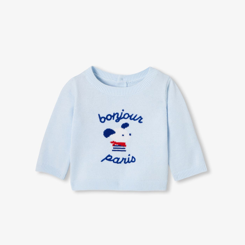 Baby boy cotton jersey jumper - Light Blue
